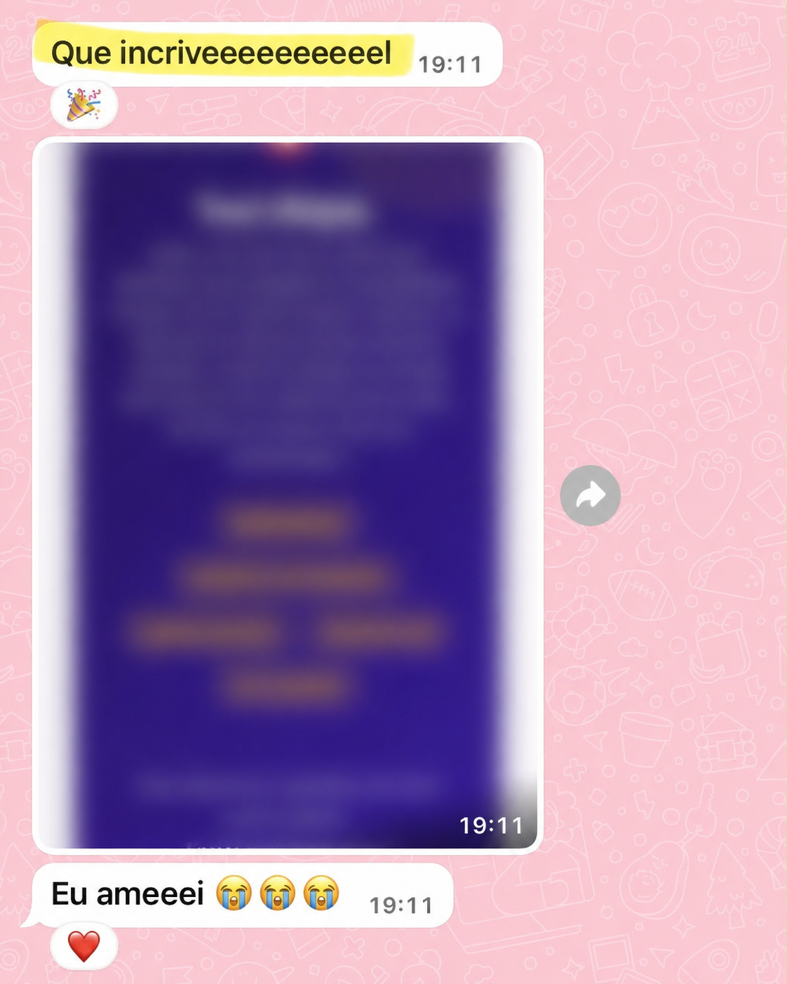 Print de WhatsApp: cliente reagindo ao resultado personalizado do GPS Emocional