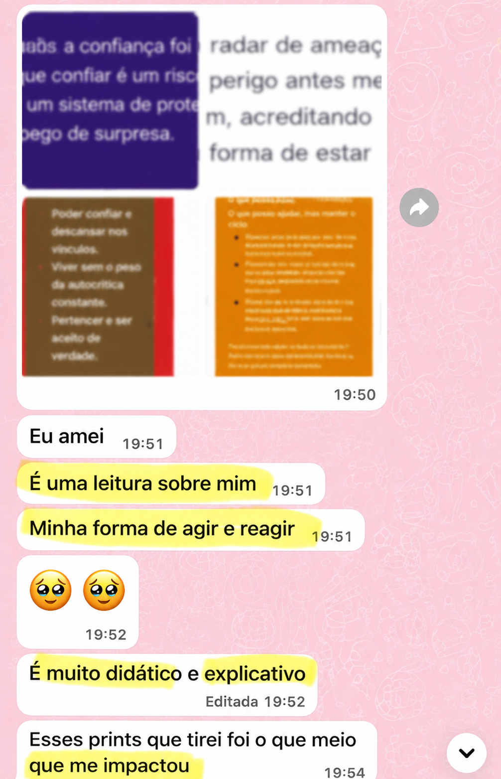 Print de WhatsApp: depoimento em audio sobre o resultado